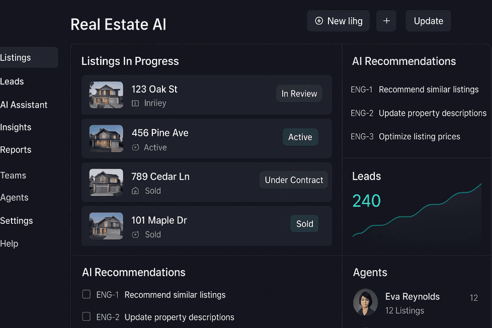 Home selling dashboard
